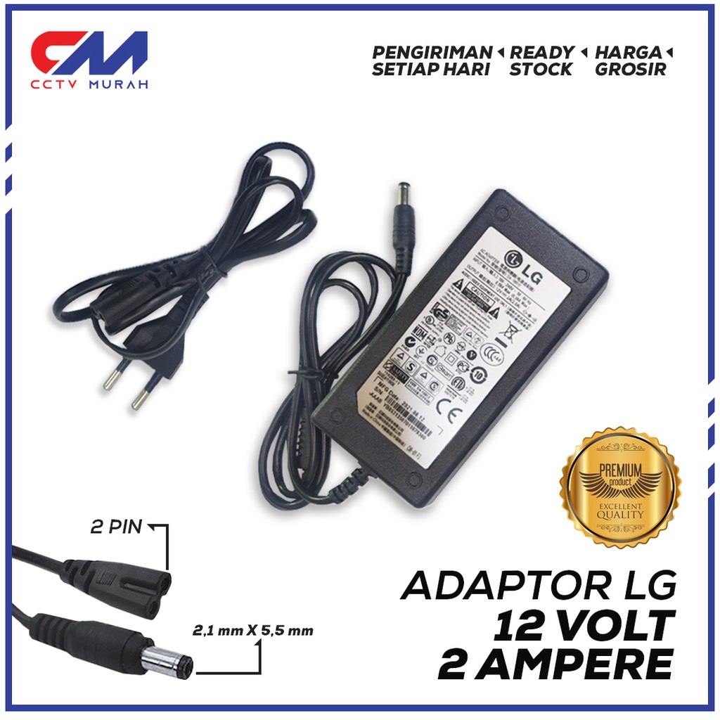 Adaptor 12A/2A LG II Type DA-15812 II Adaptor 12V 2A With Jack 2.1.x 5.5 mm