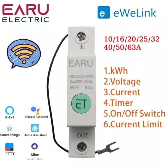 wifi smart circuit breaker switch 220v 63A support ewelink apps muri33l Ayo Beli
