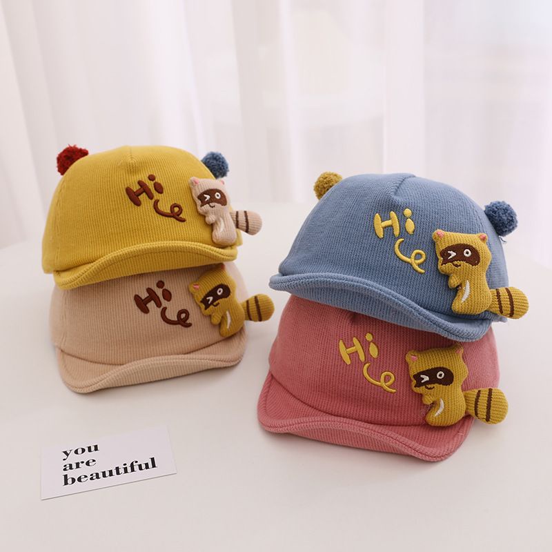 Topi baseball bayi Hi Bordir Racoon boneka 3d pom