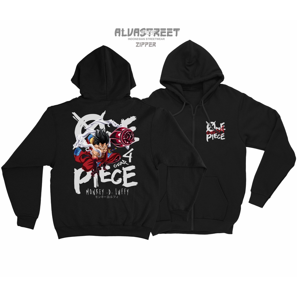 Zipper LUFFY GEAR 4 0038 | Zipper Hoodie Anime | Hoodie Distro | Sweater Anime Jepang | AlvaStreet