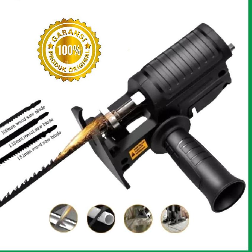 ℮ Adapter reciprocating jigsaw adapter bor ke gergaji tambahan jig saw mesin bor tangan Gergaji Kone