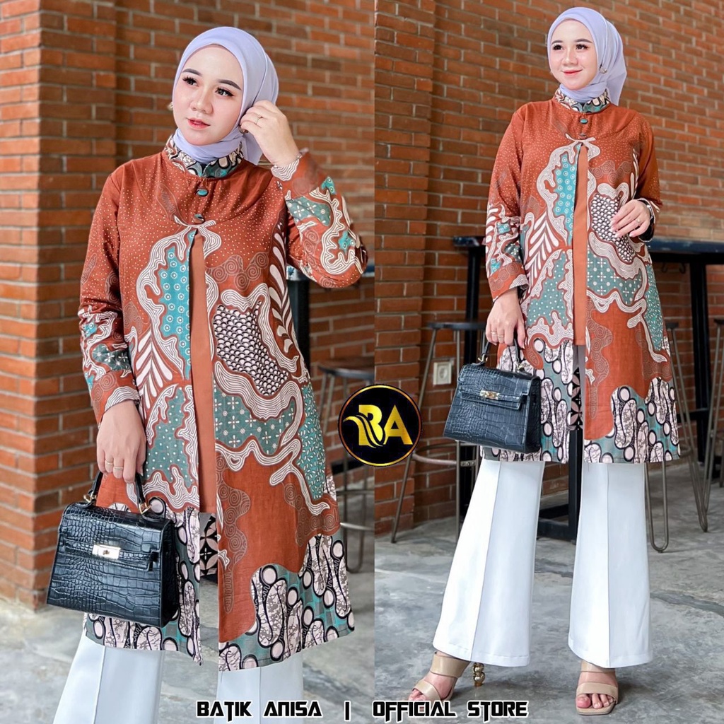 Baju Batik Wanita Modern Atasan Tunik Batik Kerja Kantor Wanita Seragam Batik Alina M L XL XXL