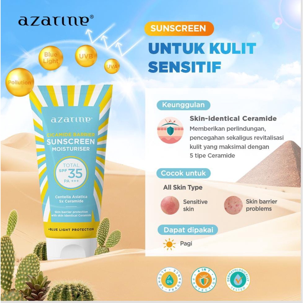 Azarine Cicamide Barrier Sunscreen Moisturiser (SPF35) 40ml