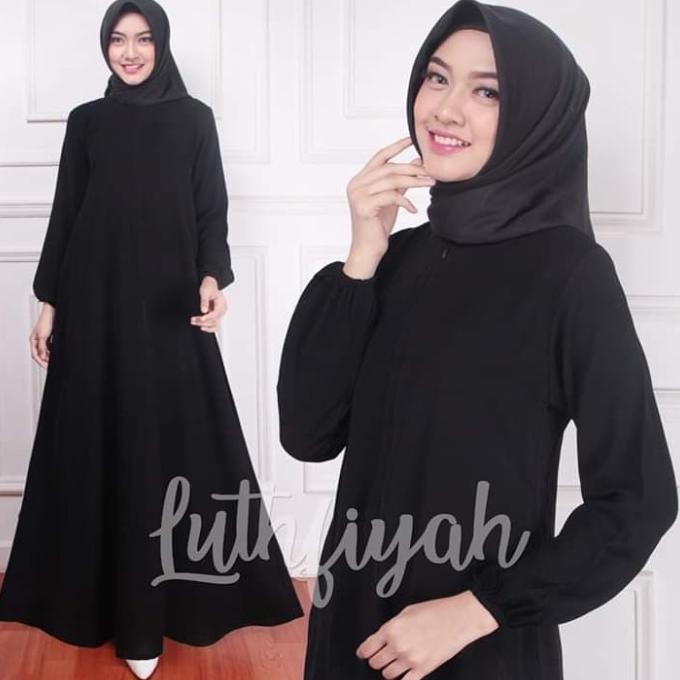 Gamis Hitam Polos Jetblack / Gamis Katun/ Abaya Hitam