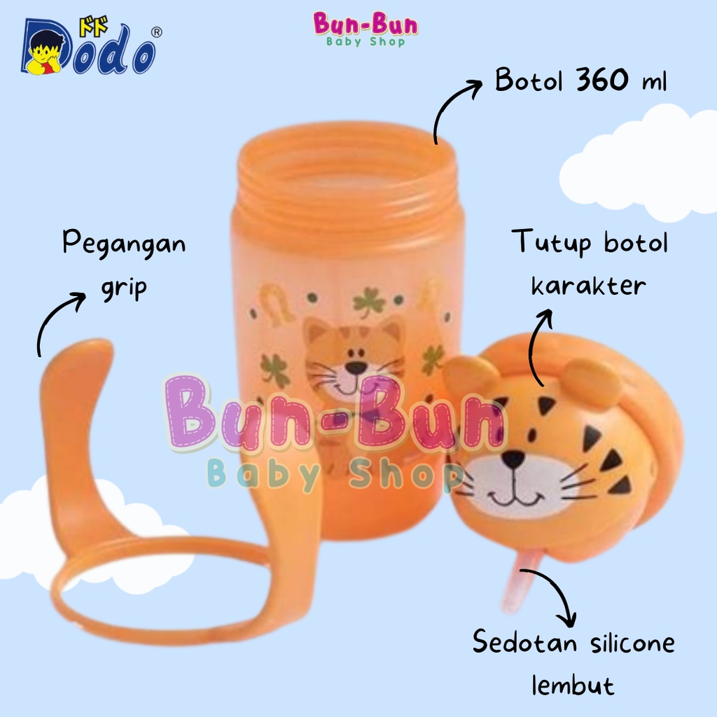 DODO Botol Minum Anak 360ml Animal Karakter Pegangan Training Cup With Handle Grip Mug Gelas Sedotan SIlikon Silikone Anti Pecah BPA FREE Perlengkapan Bayi Baru Lahir Peralatan Makan Baby Newborn Bunbunbabyshop