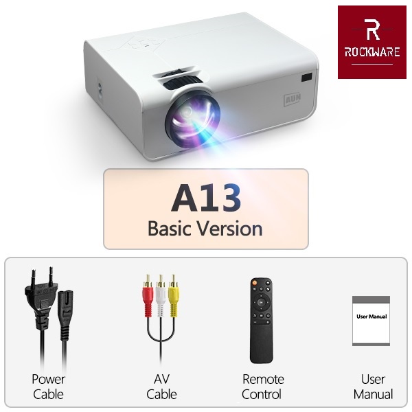 ROCKWARE A13 BASIC - HD Projector 3800 Lumens - Support 1080P