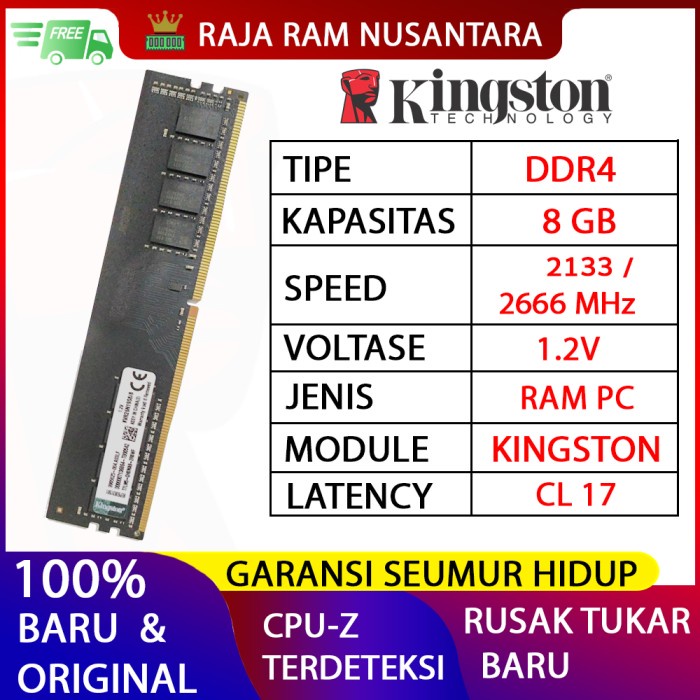 Ram Pc Kingston Ddr4 8Gb 21300 / 2666 Mhz Ori Ram Nb Ddr4 8Gb 2666 Mhz