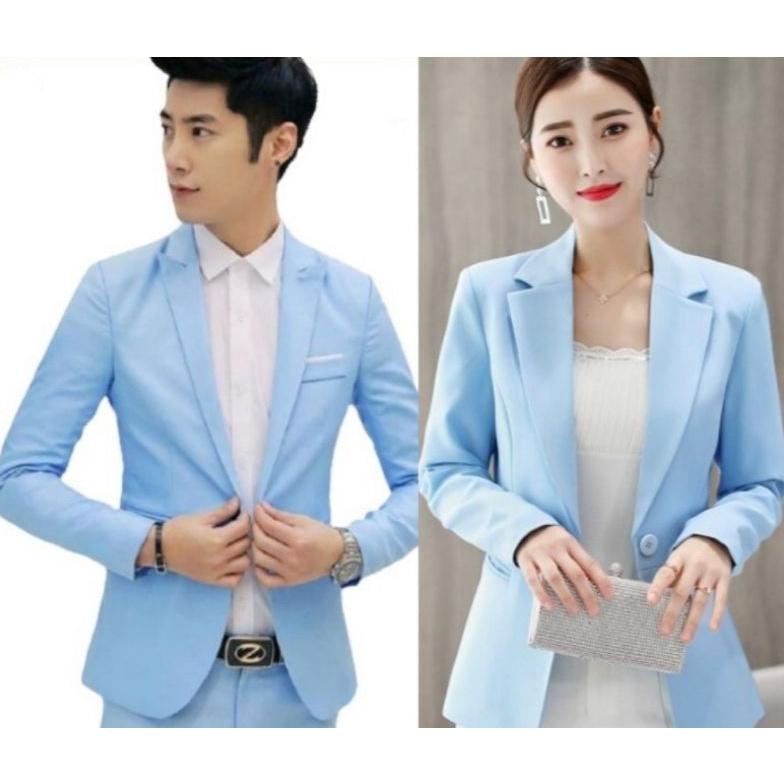JAS PRIA WANITA JAS PORMAL JAS BIRU MUDA JAS KANTORAN JAS REASMI BLAZER KERJA