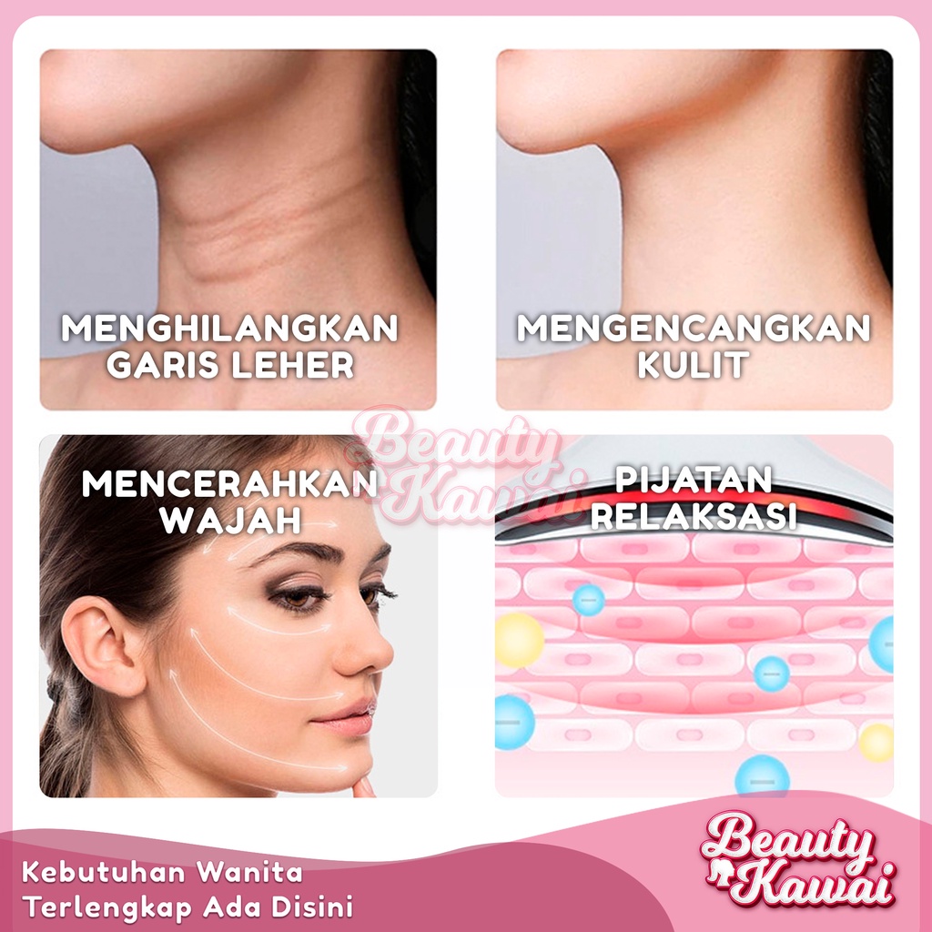 Setrika Wajah 4 Mode LED Alat Pijat Leher Penghilang Double Chin