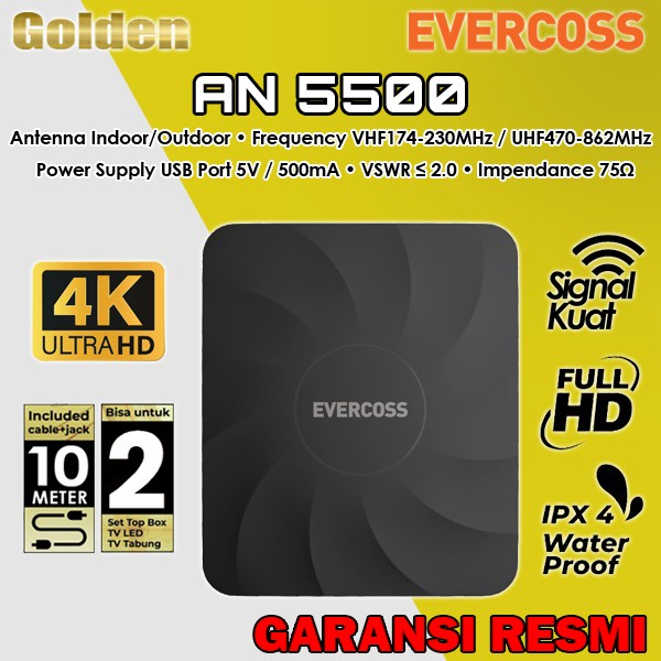 EVERCOSS AN5500 AN-5500 Antena TV Digital Analog Indoor Outdoor Garansi Resmi