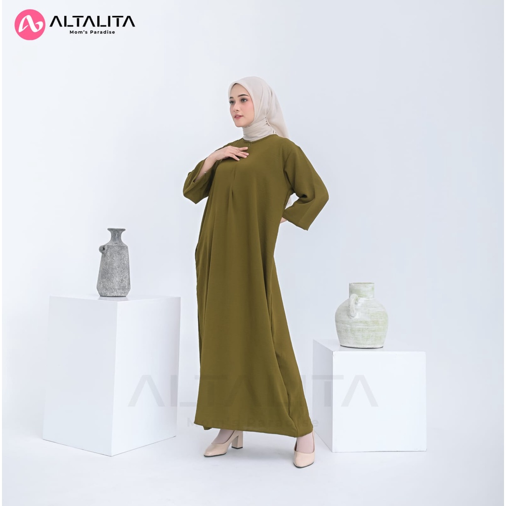 Altalita - Daster Gamis Jumbo Cringcle Airflow Polos Panjang Lengan Tangan 3/4 Semata Kaki Busui Kekinian