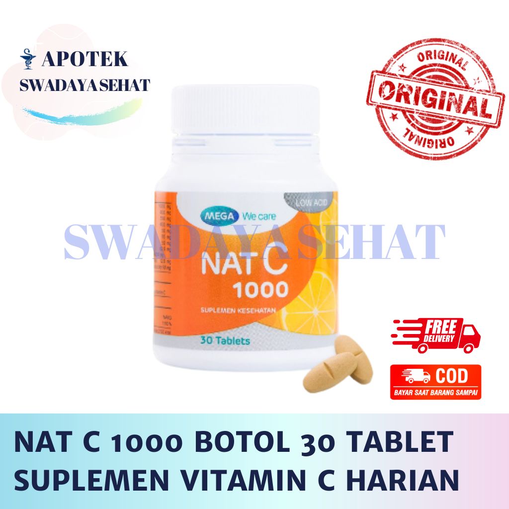 NAT C 1000 BOTOL 30 Tablet Mega We Care - Suplemen Vitamin C 1000MG Kesehatan