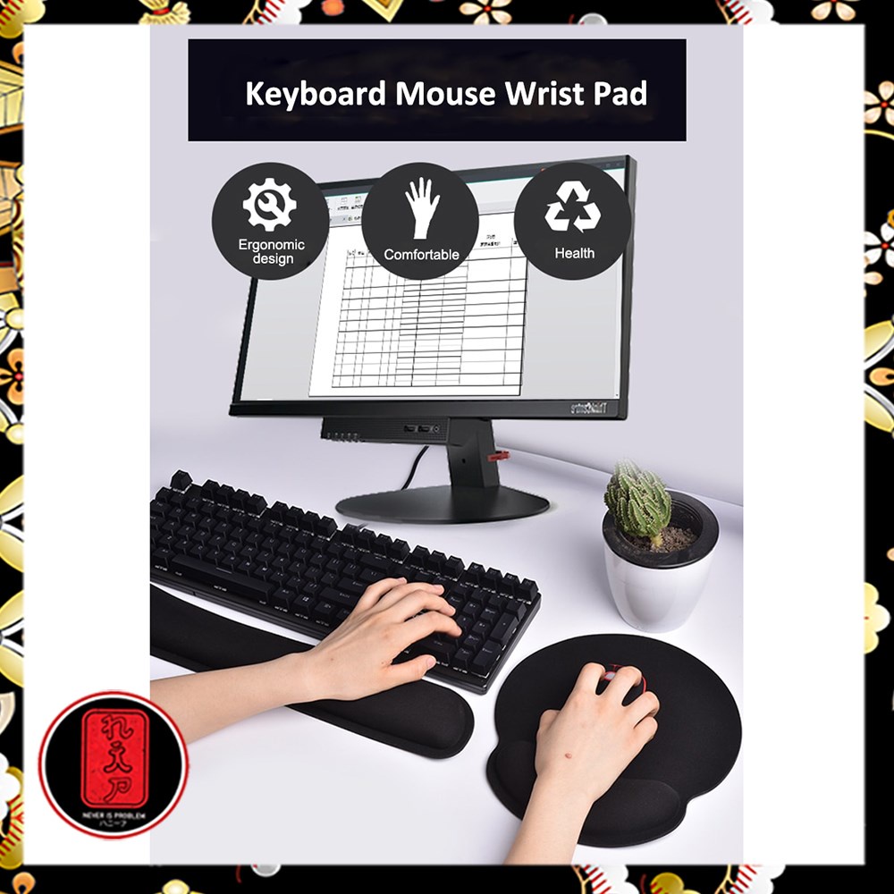 Sovawin Ergonomic Keyboard Pad Alas Tangan Memory Foam - SH-JPD - Black