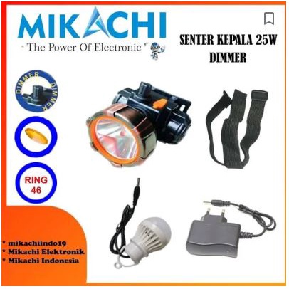 MIKACHI Senter Kepala 25 Watt Dimmer MC 6925P Bonus Lampu Led Head Lamp Mikaci 25W Dimer HeadLight Baterai Lithium Belor Termurah Berkualitas