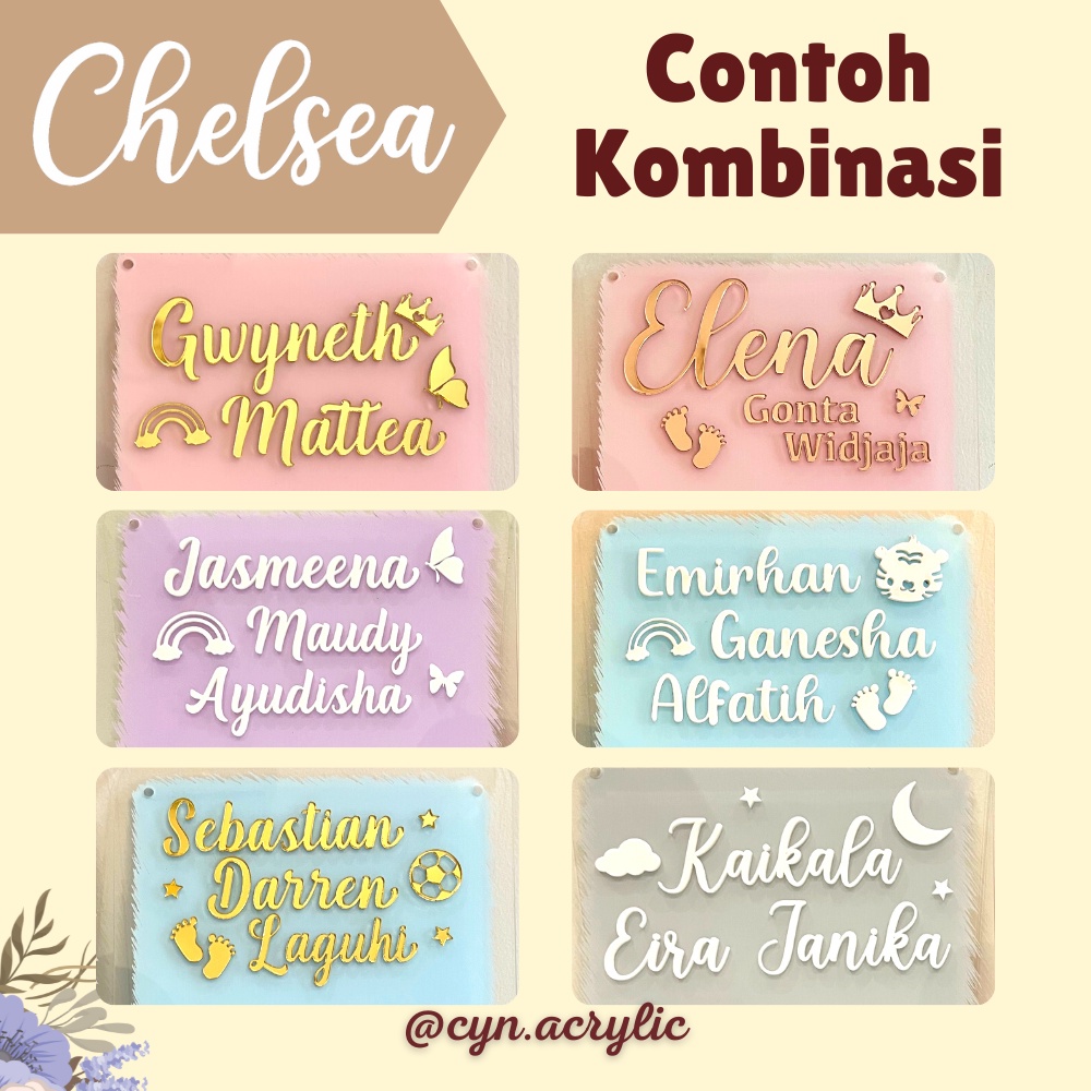 CHELSEA Hospital Board Akrilik Acrylic Announcement Biodata Baby Bayi Newborn Kado Mewah Bagus