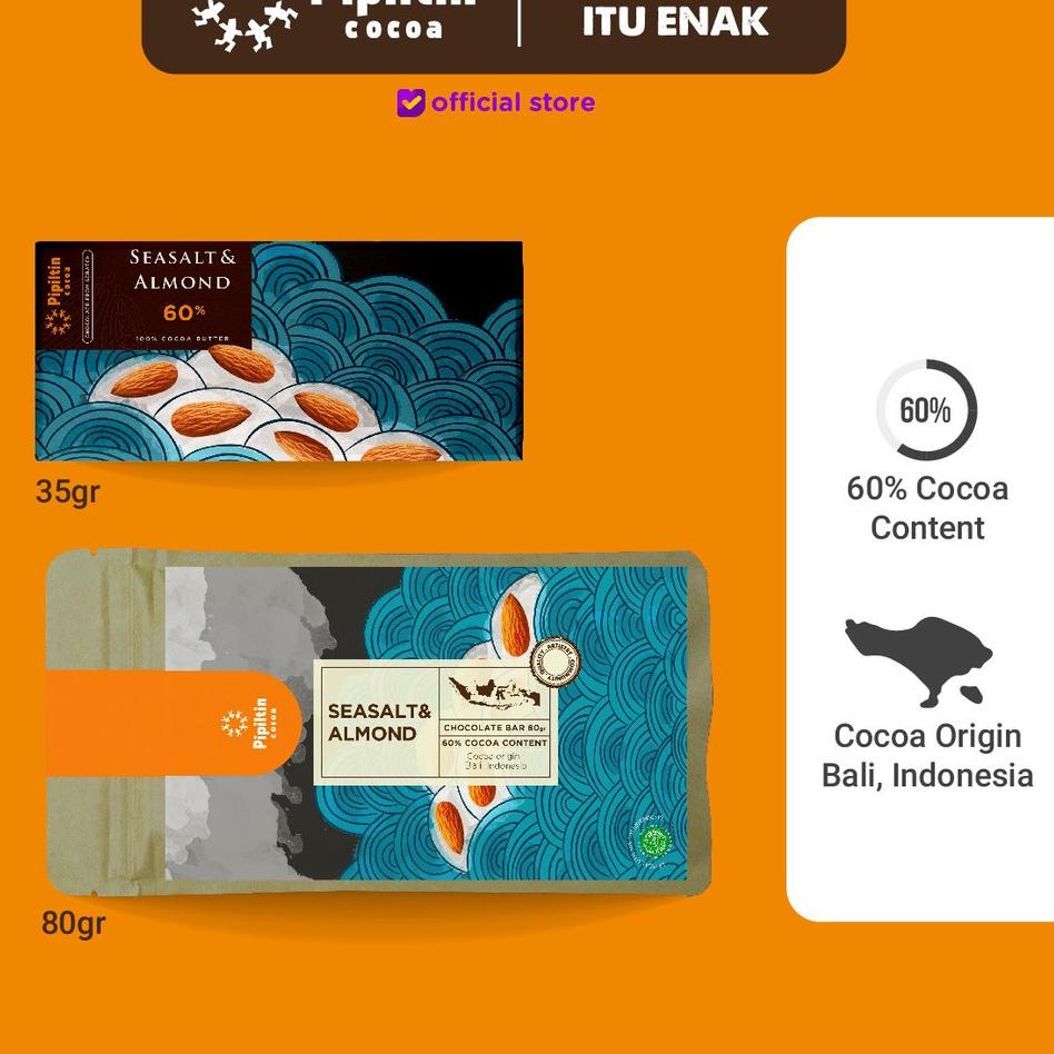 

Lebih hemat Pipiltin Cocoa Dark Coklat - Chocolate Bar Seasalt&Almond Nut