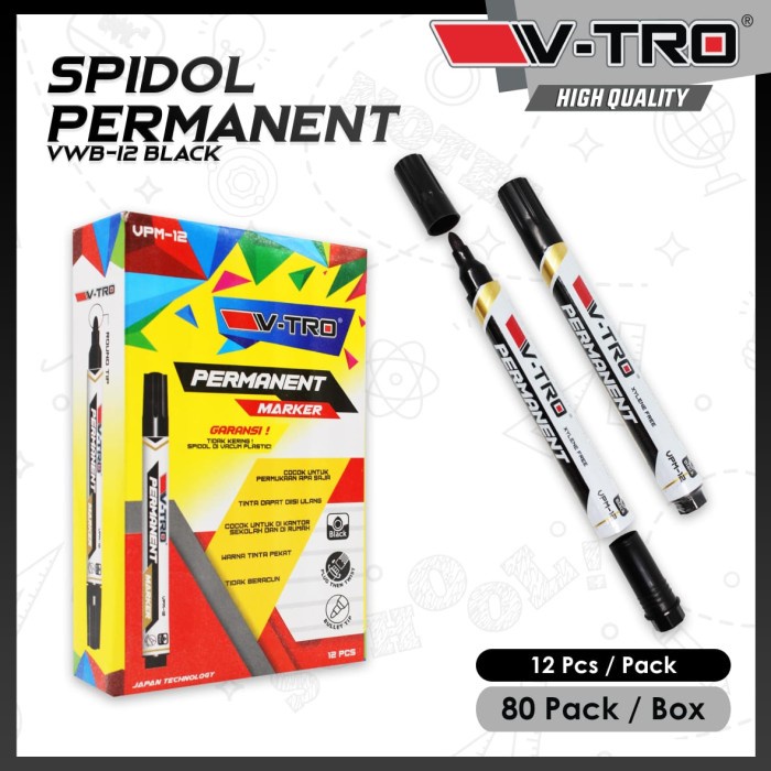 

1 PCS Permanent Marker / Spidol Permanent V-TRO HITAM VPM-12 4.5 2 penilaian 15 Terjual