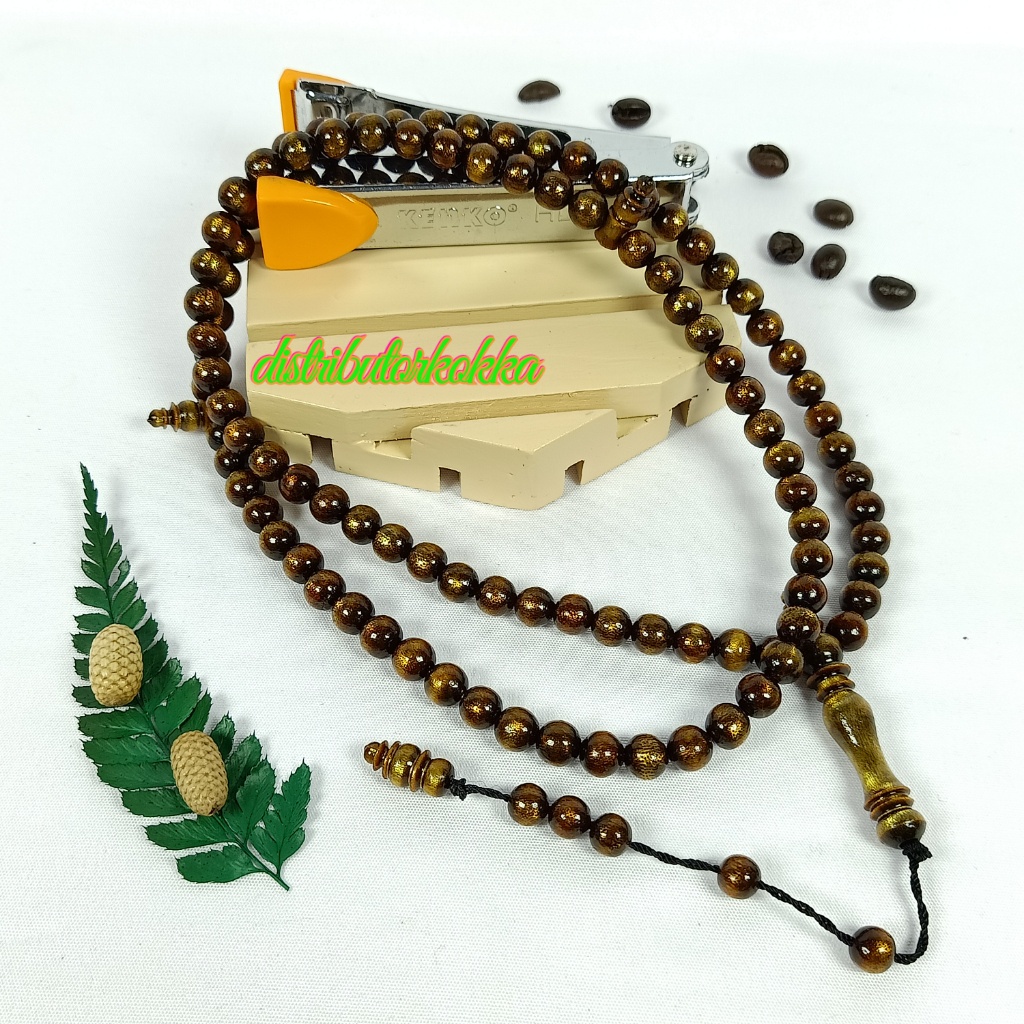 TASBIH 99 TALI ARUS (user) (akar bahar emas) 8MM