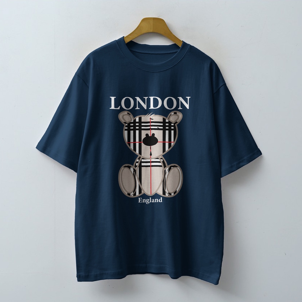 Kaos Cotton Combed London Bear - Korean Style Tshirt - Clothing Wanita Dan Pria Terbaru