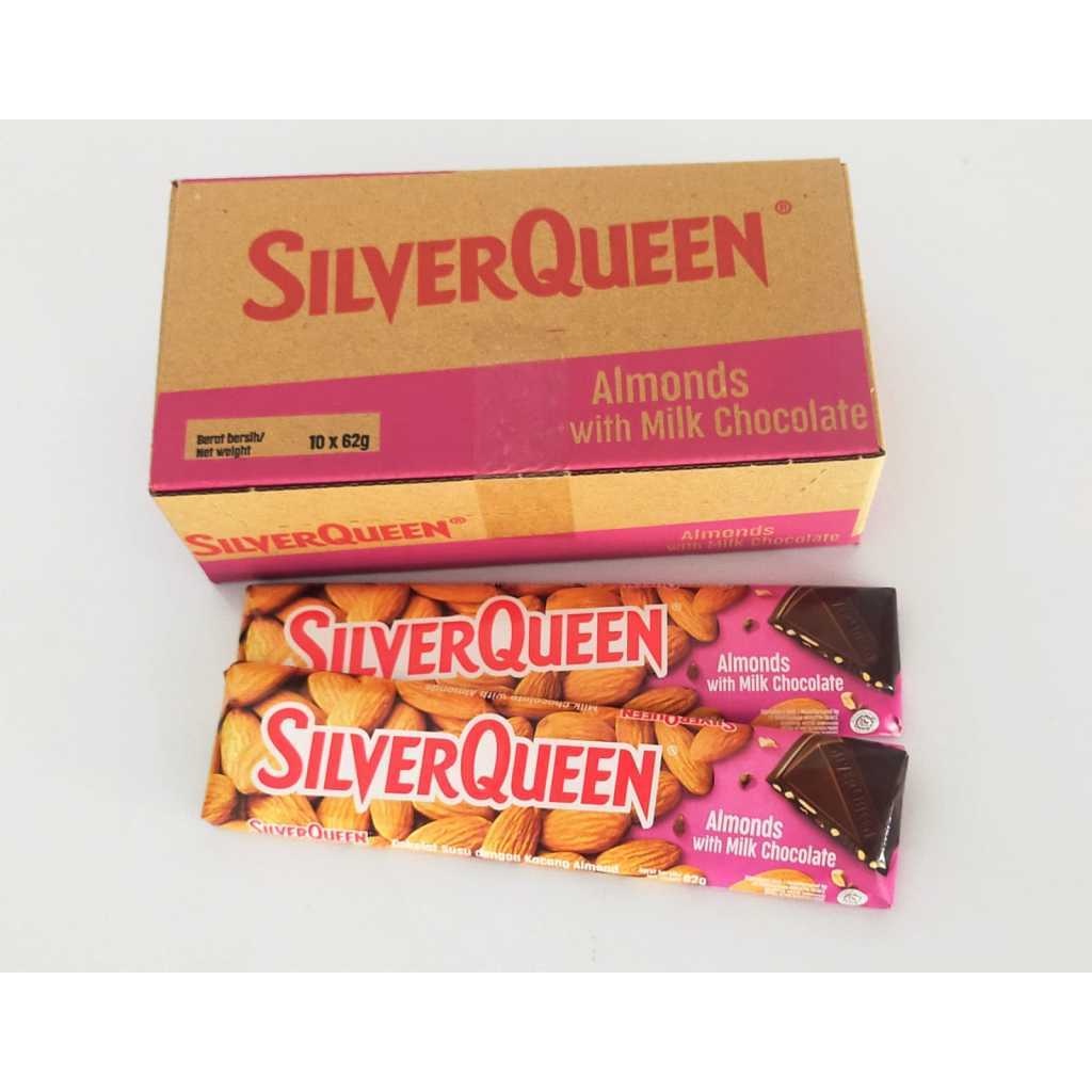

pink SILVER QUEEN 1 BOX 55GR ex 58GR, COKLAT SILVERQUEEN 10 PCS X 55gr ex 58 gram ALMOND MEDE