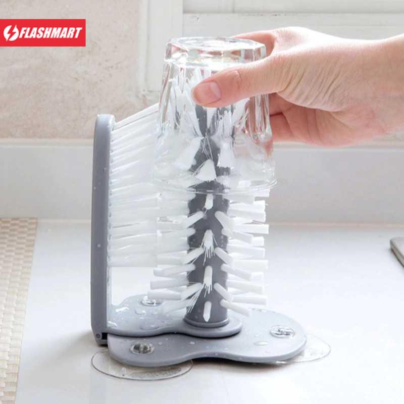 Flashmart Sikat Cuci Gelas Botol Serbaguna Model Tempel Wastafel - H25