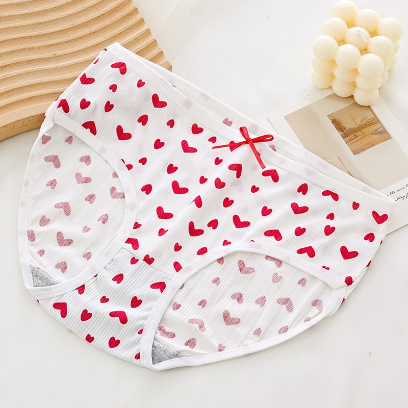 BV.ID CD1088 Celana Dalam Wanita CD Import Mid Waist Underware Nyaman Imut Motif Strawberry Merah Lucu