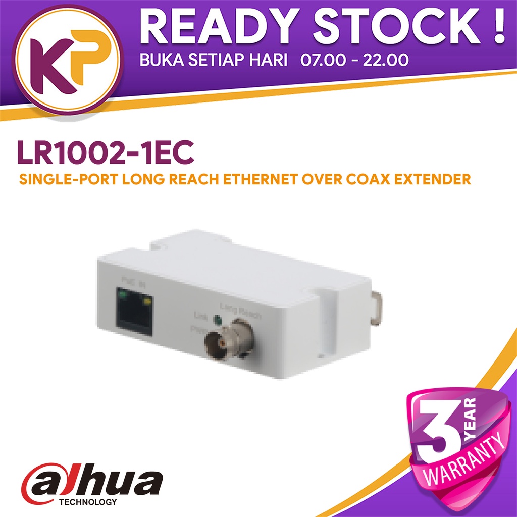DAHUA LR1002-1EC SINGLE PORT LONG REACH ETHERNET OVER COAXIAL EXTENDER
