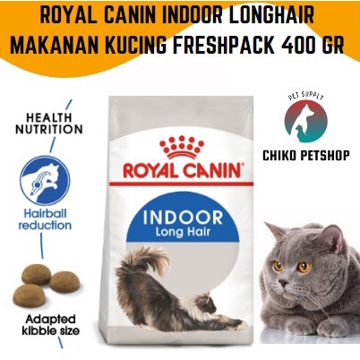 Royal canin INDOOR LONGHAIR Makanan kucing 400 gr Freshpack long hair