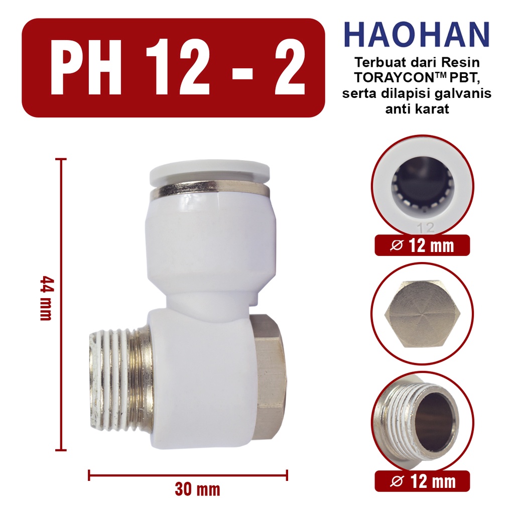 PH PNEUMATIC FITTING Fitting push in pneumatic model elbow