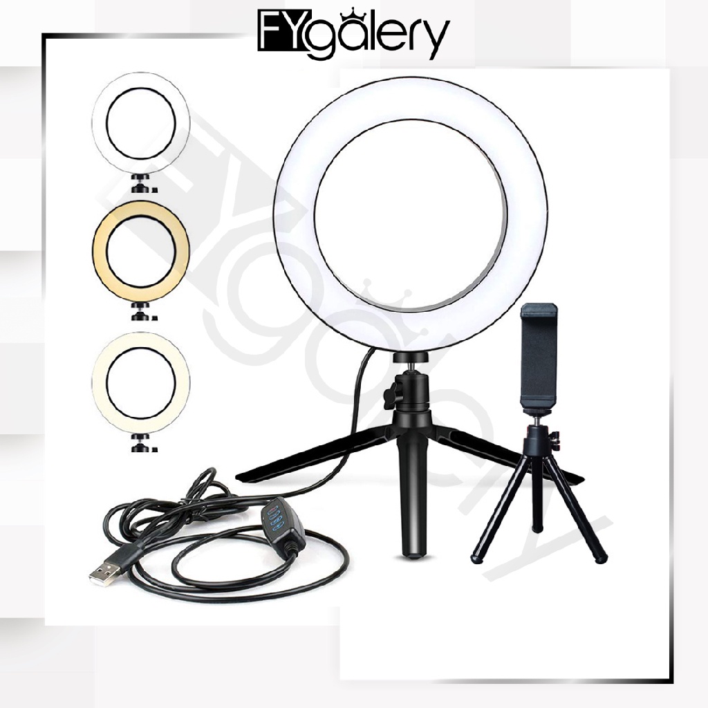 FYGALERY HL0111 Ringlight 16 Selfie Vlogger Live Streamer + Tripod Lipat Lampu Ring Youtuber Murah