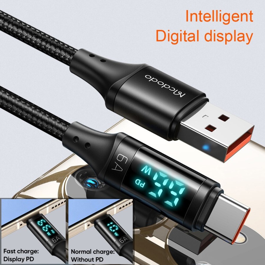 MCDODO CA-1080 Kabel Charger Led Digital Type-C Fast Charging