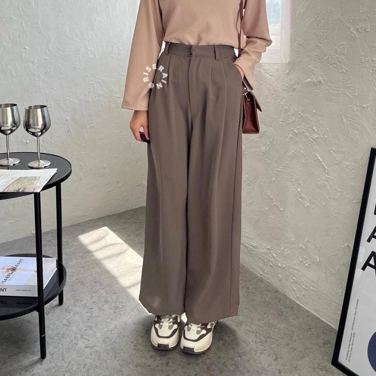 NEW STOCK (Pengait besi) Serin highwaist loose pants - celana kulot panjang wanita bahan jatuh anti 