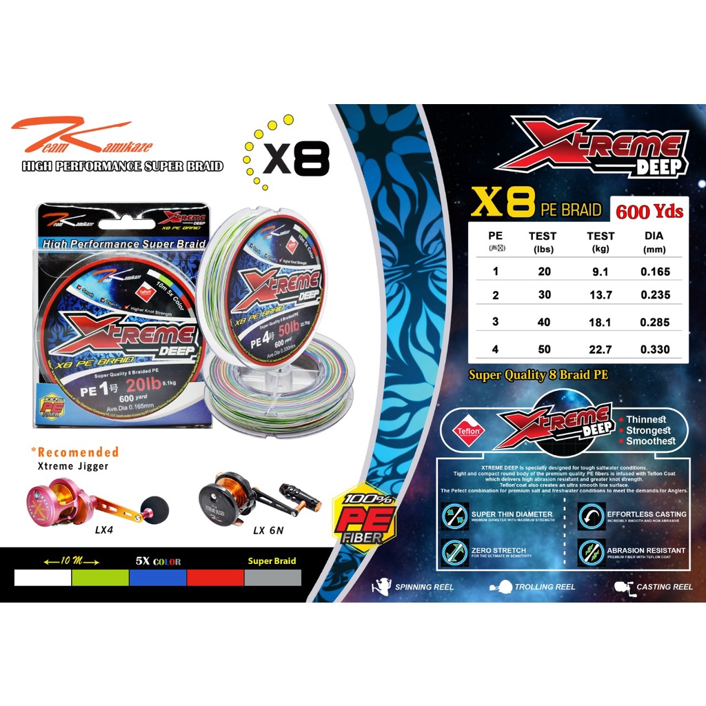 Tali pancing senar pe team kamikaze Xtreme Deep X8/600yrd