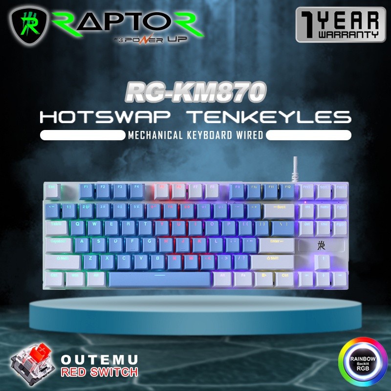 Keyboard Gaming Mecanical Swap TKL Raptor RG-KM870 4 Light Mode