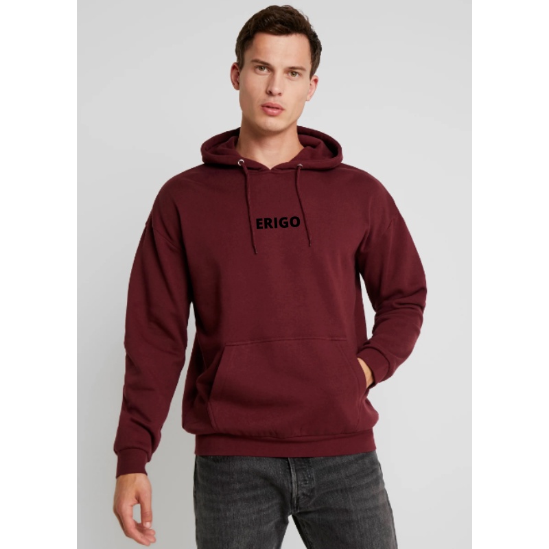 Sweater Hoodie Pria Erigo Teks / jaket Hoodie Floking Simple / Hoodie Bahan Fleece Tebal