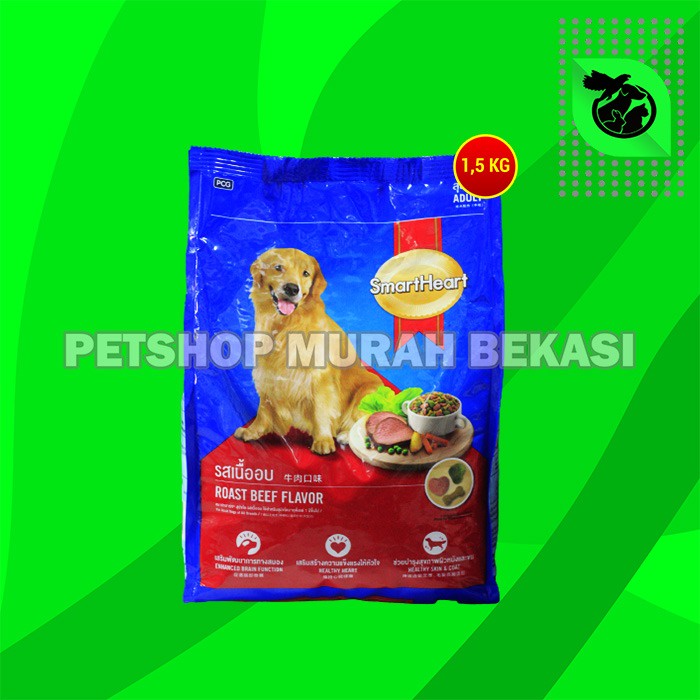 Makanan Anjing Smartheart Roasted Beef Adult Dog Food 1.5 KG