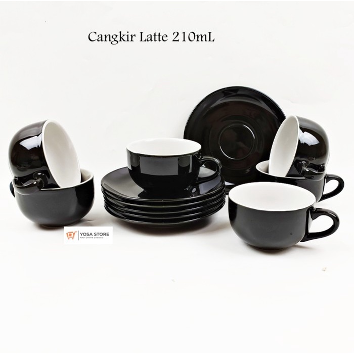 Terlaris Cangkir Cangkir Keramik Kopi Teh Motif Cafe Hitam 12 Pcs