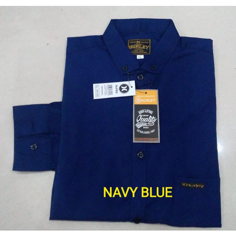 kemeja polos lengan panjang merk hurley