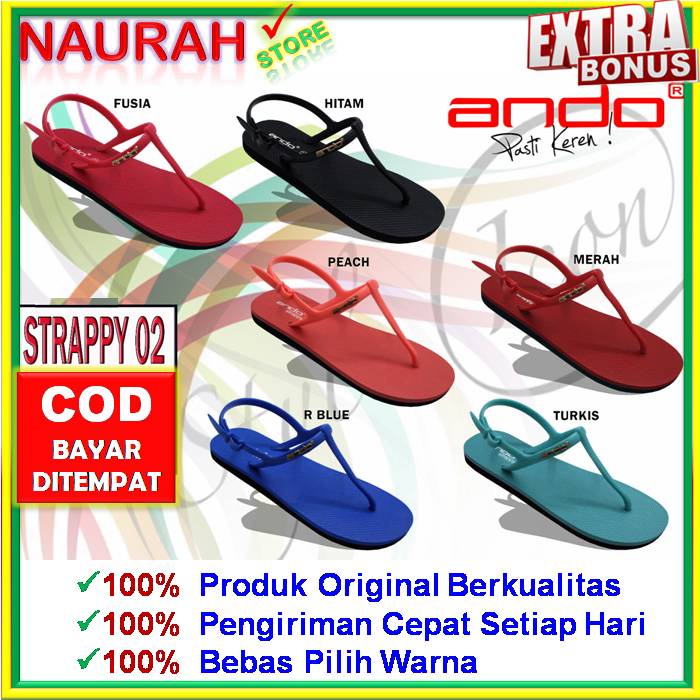 Sendal Jepit Tali Ando STRAPPY 02 Original Kualitas Import Model Terbaru Aneka Warna Sandal Wanita