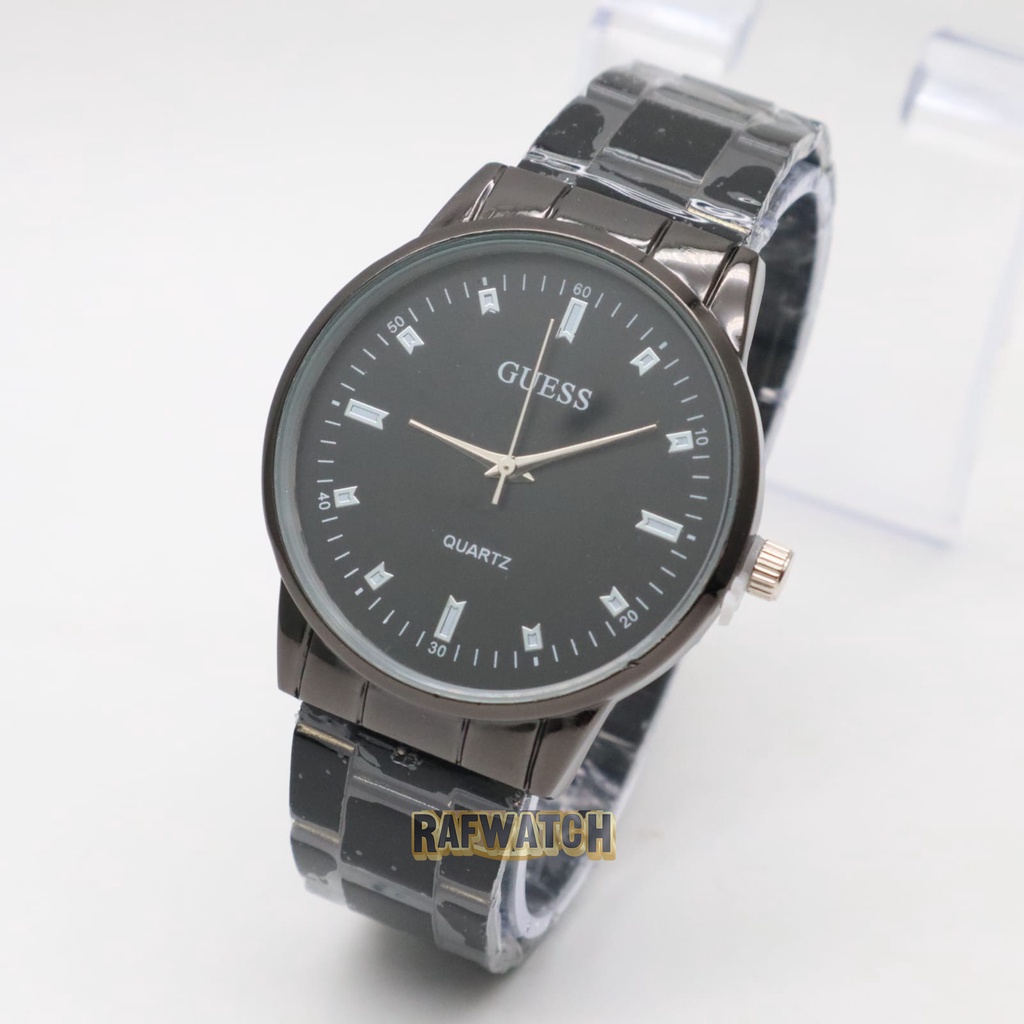 Jam Tangan Pasangan Pria Wanita Analog Casual Rantai Stainless Hitam Rose RPA7