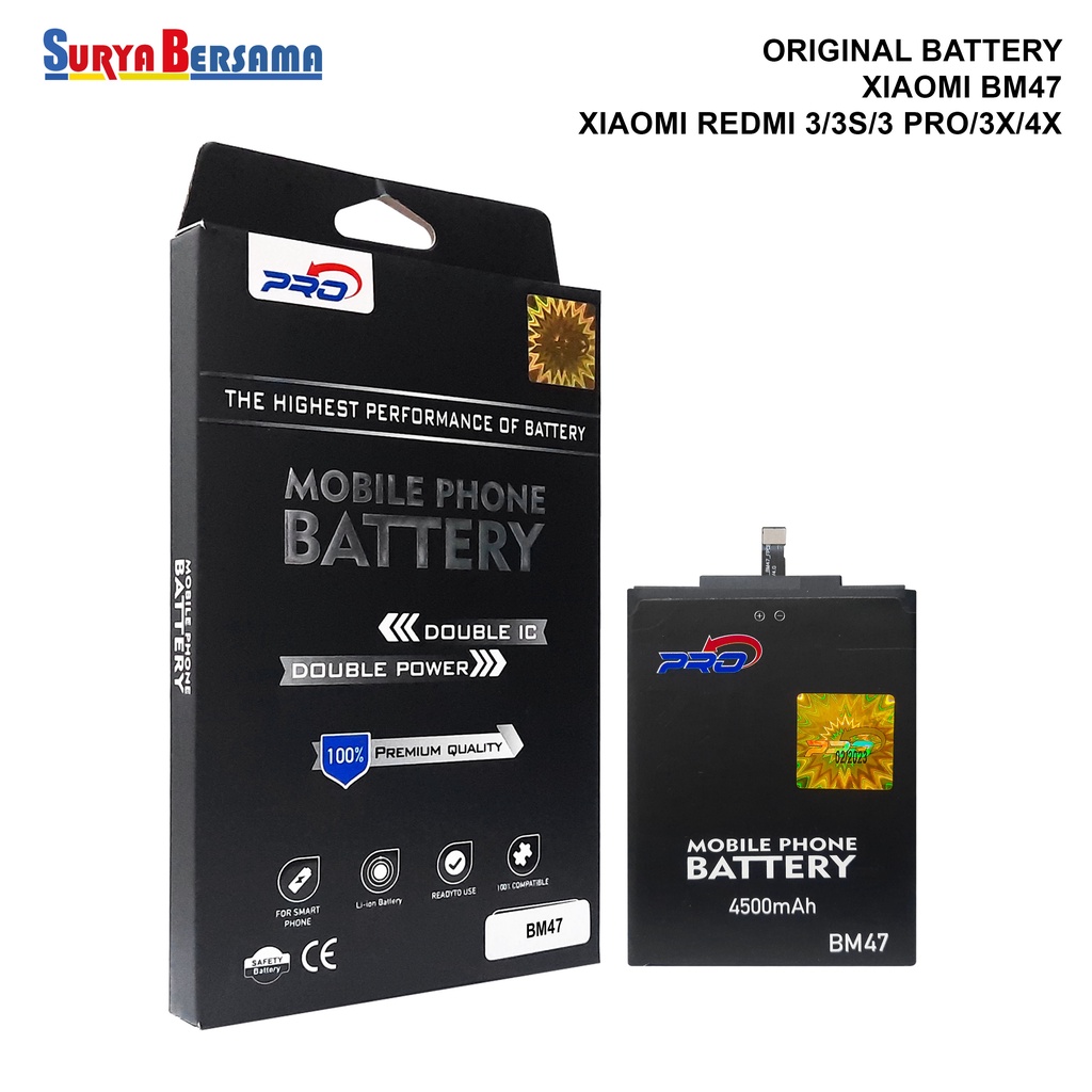 BATERAI PRO BATERAI ORIGINAL XIAOMI BM47 XIAOMI REDMI 3/3S/3PRO/3X/4X