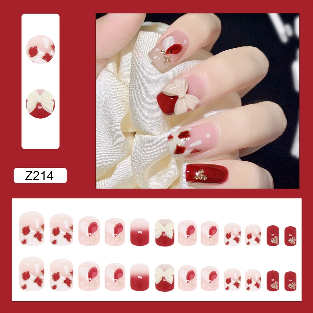 Pretty Kuku Palsu 24Pcs Tipe Z Free Lem/Fake Nails Cute/Long Nails Fashion Acylic Free lem 2gr/Fake Nail Art