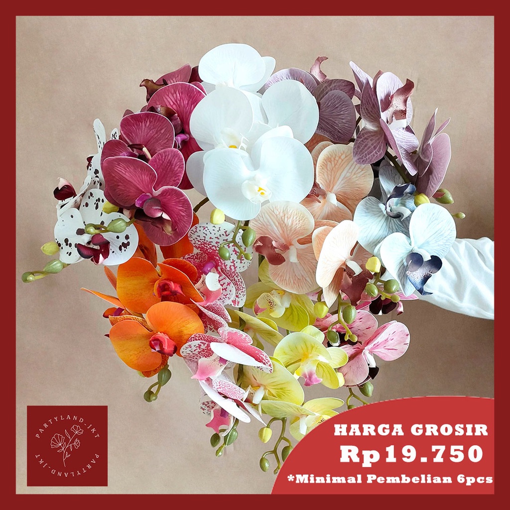 Artificial Flower Baby Orchids 5 Head Bunga Anggrek Latex Palsu Buatan Dekorasi Hias