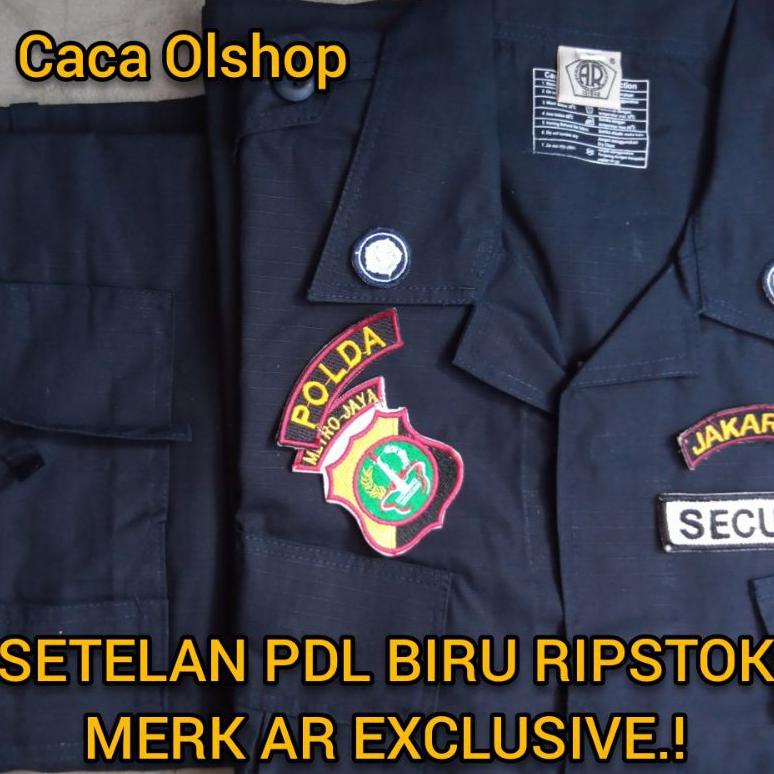 BISA COD 1 STEL SERAGAM SETELAN BAJU PDL MERK AR EXCLUSIVE BIRU HITAM SATPAM DONGKER NAVY SECURITY B
