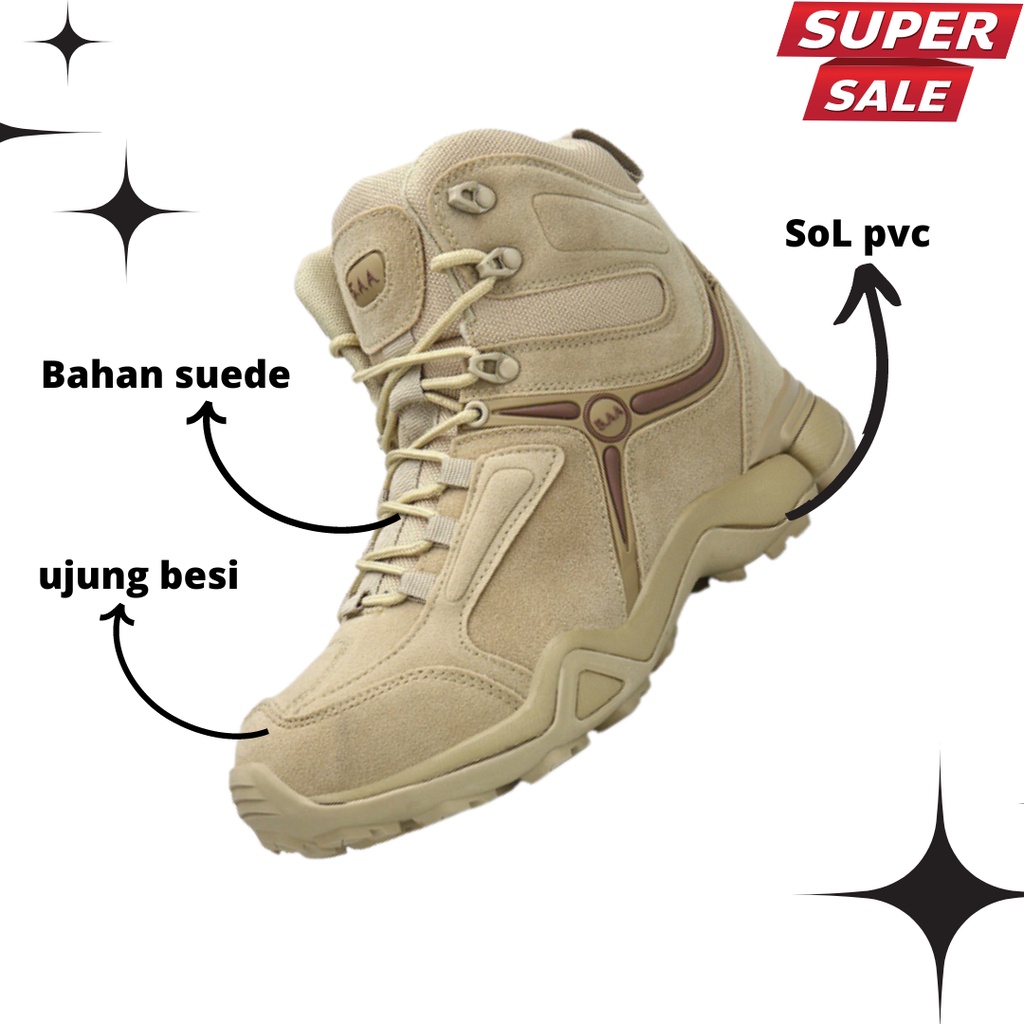 Sepatu Safety Pria Kerja Boots Outdoor 5AA 6inci Pdl Touring Hiking Septi Boot Sol Delta Original