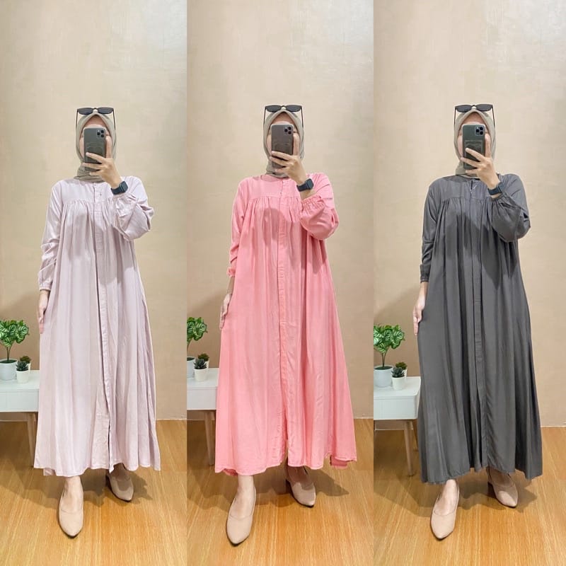 Gamis Debora Midi Dress Casual Katun Rayon