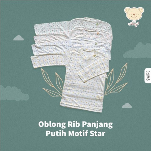 Nary Oblong Tangan Panjang Print Bintang Putih