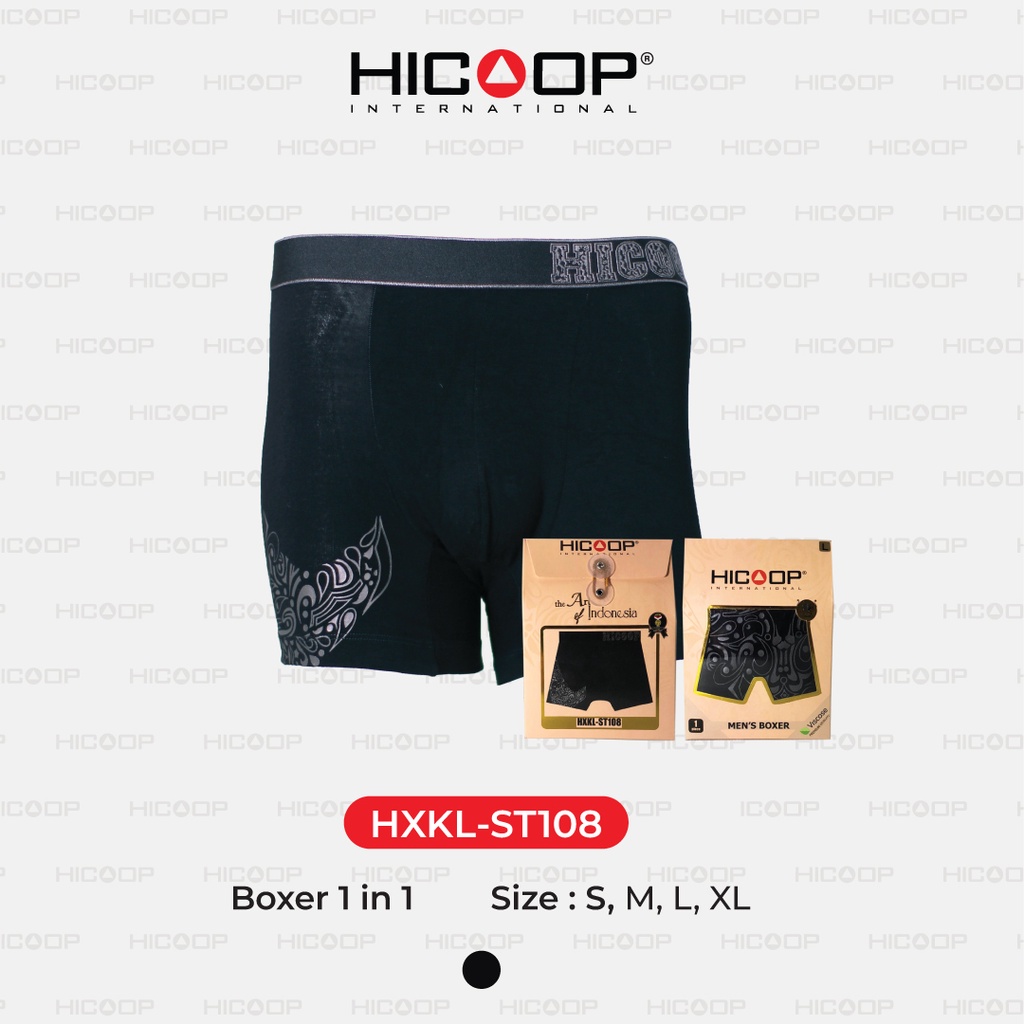 Hicoop - Underwear Boxer - Celana Dalam Pria Boxer Motif Batik - Hitam - 1 Pcs - HXKL-ST108