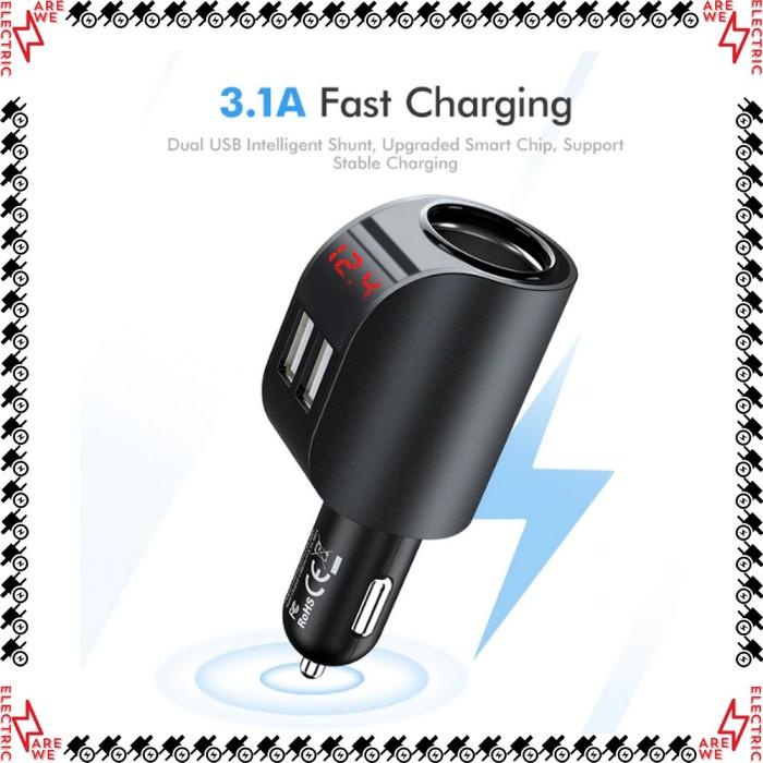 FLOVEME Car Charger Lighter Dual USB 5V 3.1A Adapter Fast Charging