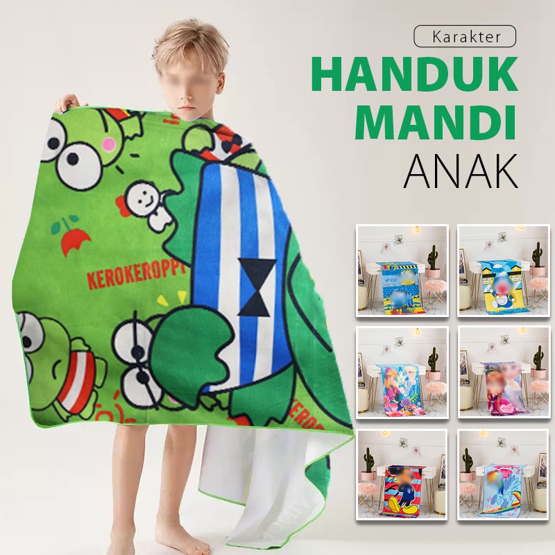 Handuk Mandi Karakter Anak Microfiber Premium Ukuran 70x140cm Jumbo Bahan Halus Lembut Peralatan Rumah Tangga Perlengkapan Mandi Import - H2 - Comforthomes